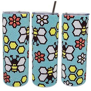 20oz Rhinestone Tumbler Bees and Honeycomb on Teal